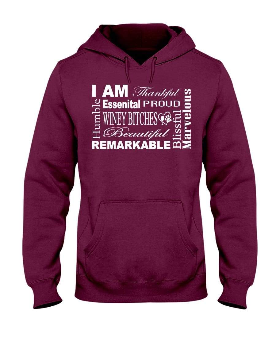 Sweatshirts Maroon / S Winey Bitches Co "I Am Essential" White Letters- 50/50 Hoodie WineyBitchesCo