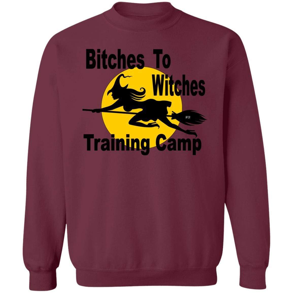 Sweatshirts Maroon / S WineyBitches.Co "Bitches To Witches Training Camp" Crewneck Pullover Sweatshirt  8 oz. WineyBitchesCo