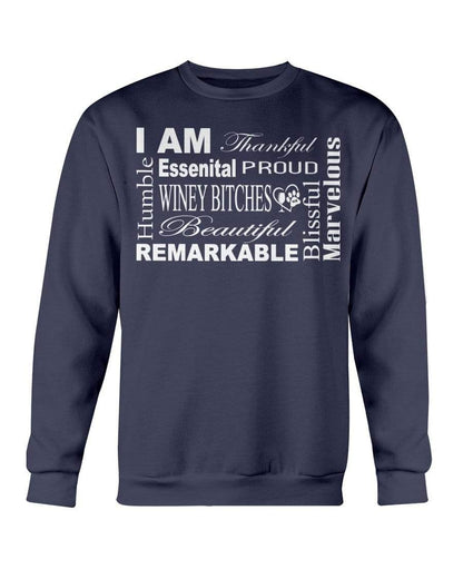 Sweatshirts Navy / S Winey Bitches Co "I Am Proud" White Lettering-Sweatshirt - Crew WineyBitchesCo