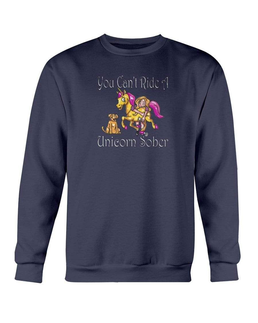 Sweatshirts Navy / S Winey Bitches Co "You Can't Ride A Unicorn Sober" Sweatshirt - Crew WineyBitchesCo