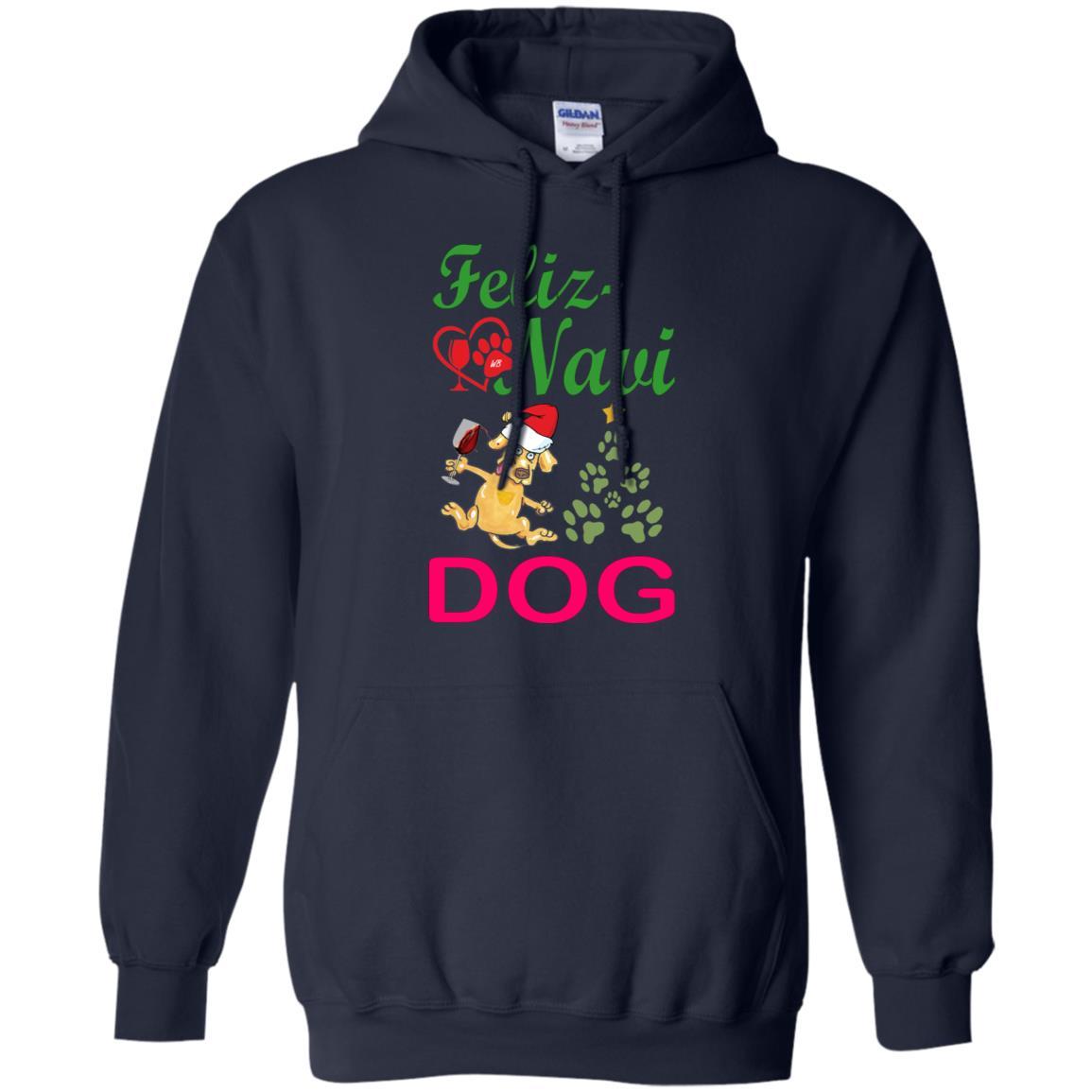 Sweatshirts Navy / S WineyBitches.Co "Feliz Navi Dog" Pullover Unisex Hoodie 8 oz. WineyBitchesCo