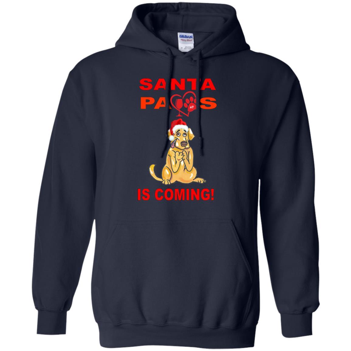Sweatshirts Navy / S WineyBitches.co "Santa Paws Is Coming " Pullover Hoodie 8 oz. WineyBitchesCo