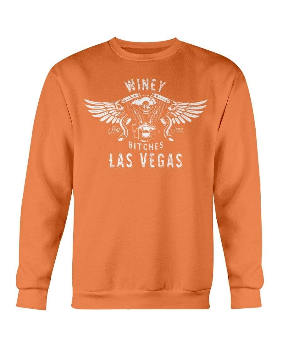 Sweatshirts Orange / S Winey Bitches "Ride Hard Las Vegas" Sweatshirt - Crew-Wht Lettering WineyBitchesCo