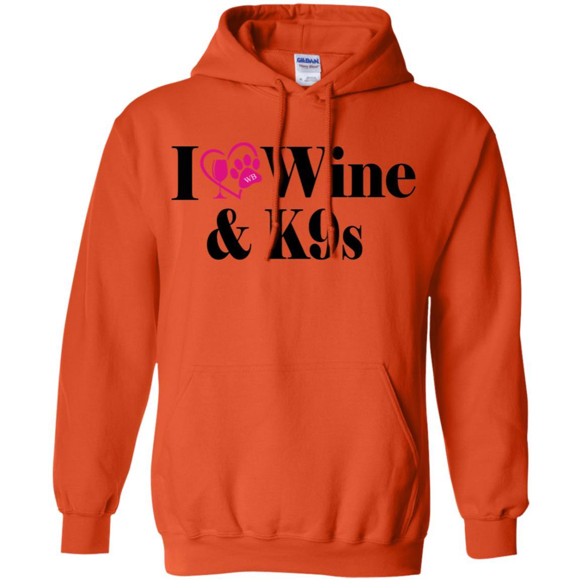 Sweatshirts Orange / S WineyBitches.Co "I Love Wine and K9s" Pullover Hoodie 8 oz. WineyBitchesCo