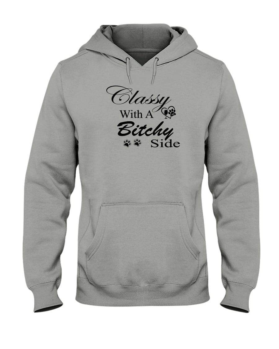 Sweatshirts Oxford / S Winey Bitches Co "Classy with a Bitchy Side" White Letters 50/50 Hoodie WineyBitchesCo