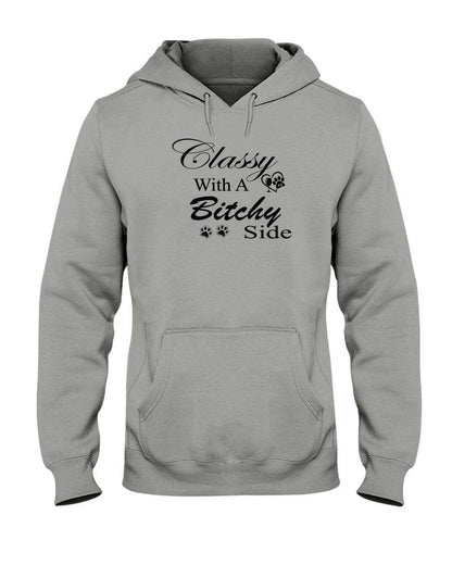 Sweatshirts Oxford / S Winey Bitches Co "Classy with a Bitchy Side" White Letters 50/50 Hoodie WineyBitchesCo