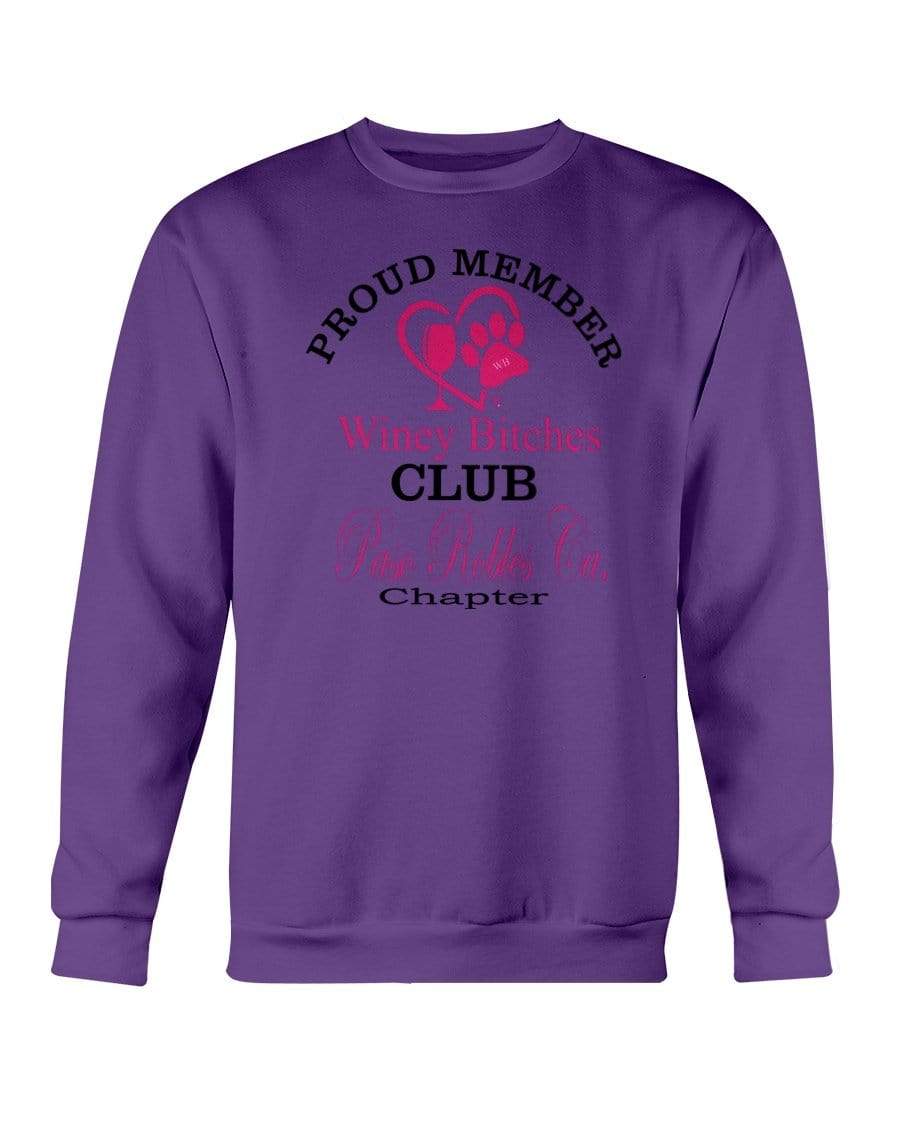 Sweatshirts Purple / S Winey Bitches Club-Proud Member-Paso Robles Ca Chapter Sweatshirt - Crew WineyBitchesCo