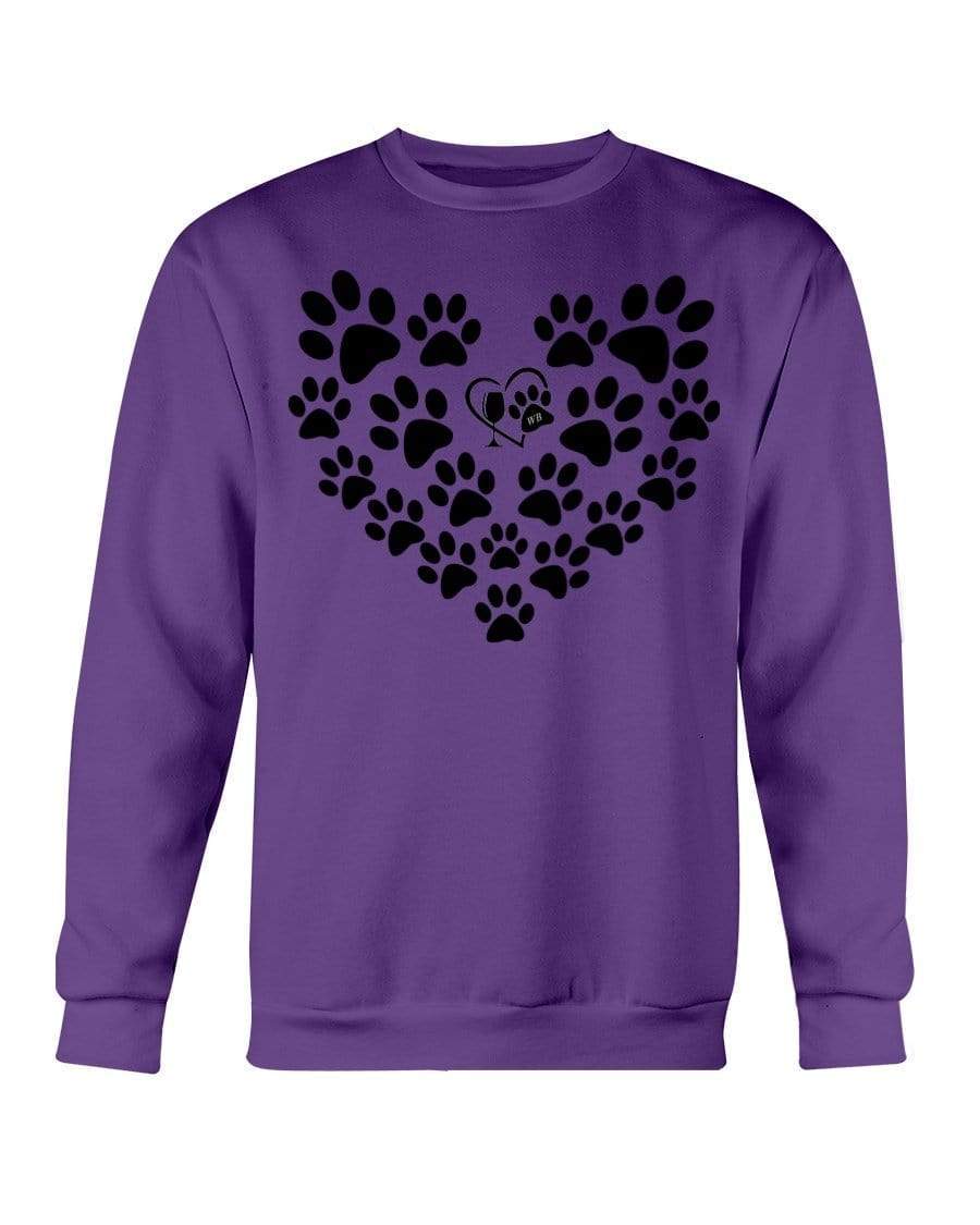 Sweatshirts Purple / S Winey Bitches Co Heart Paws (Black) Sweatshirt - Crew WineyBitchesCo
