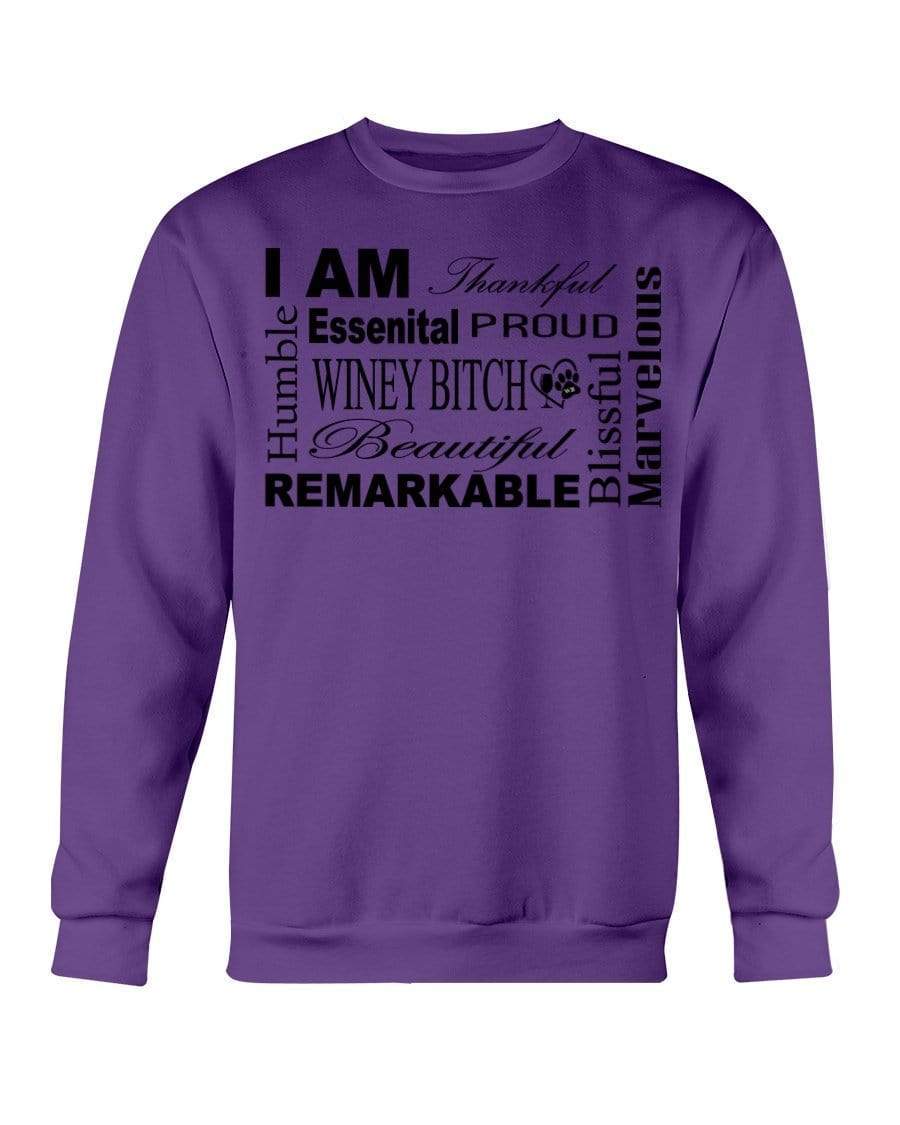 Sweatshirts Purple / S Winey Bitches Co "I Am Proud" Black Lettering- Sweatshirt - Crew WineyBitchesCo