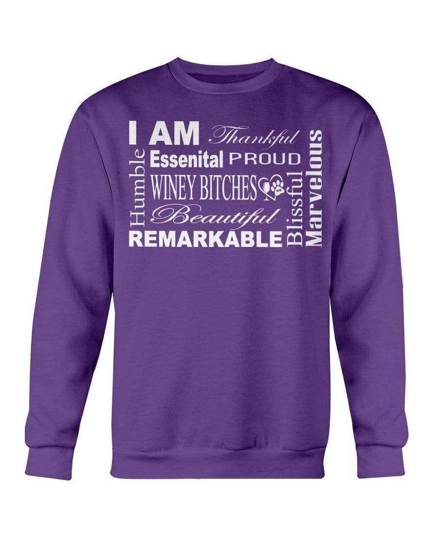Sweatshirts Purple / S Winey Bitches Co "I Am Proud" White Lettering-Sweatshirt - Crew WineyBitchesCo