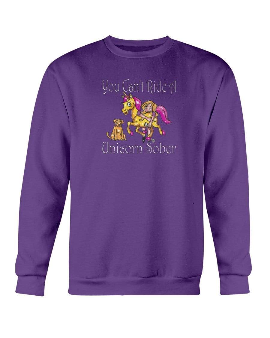 Sweatshirts Purple / S Winey Bitches Co "You Can't Ride A Unicorn Sober" Sweatshirt - Crew WineyBitchesCo
