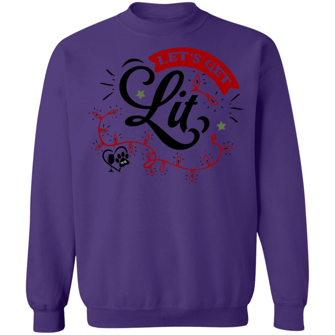 Sweatshirts Purple / S WineyBitches.Co "Let's Get Lit" Crewneck Pullover Sweatshirt  8 oz. WineyBitchesCo