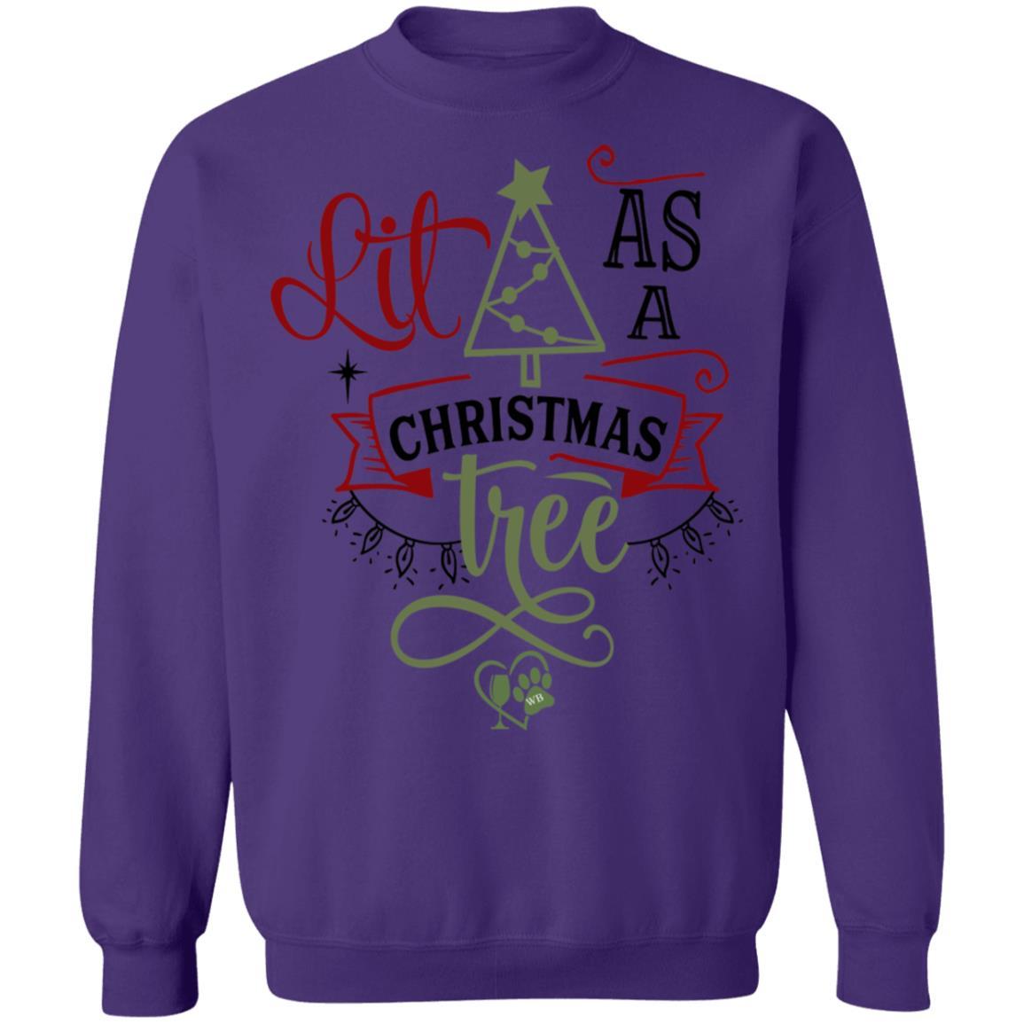 Sweatshirts Purple / S WineyBitches.Co " Lit As A Christmas Tree" Crewneck Pullover Sweatshirt  8 oz. WineyBitchesCo