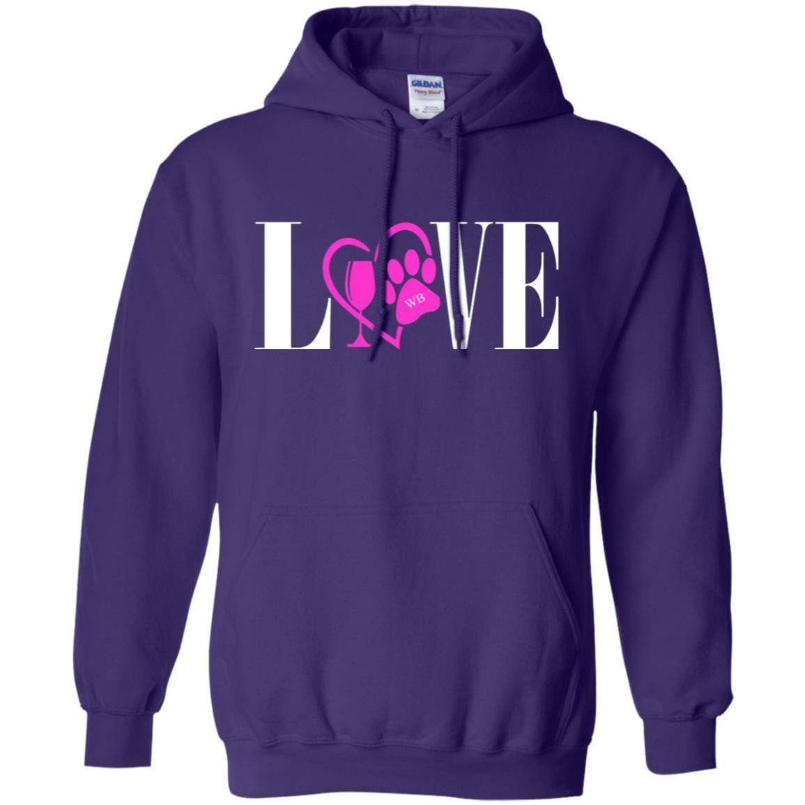 Sweatshirts Purple / S WineyBitches.co "Love Paw" Collection -Wht Lettering Pullover Hoodie 8 oz. WineyBitchesCo