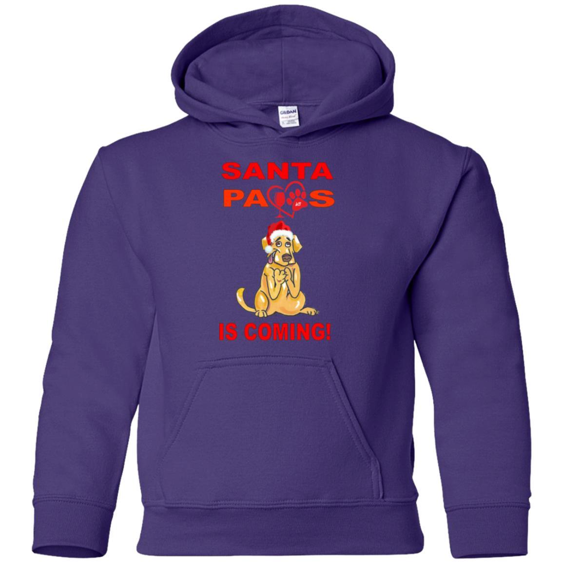 Sweatshirts Purple / YS WineyBitches.co Santa Paws Is Coming Youth Pullover Hoodie WineyBitchesCo