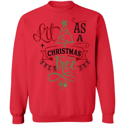 Sweatshirts Red / S WineyBitches.Co " Lit As A Christmas Tree" Crewneck Pullover Sweatshirt  8 oz. WineyBitchesCo