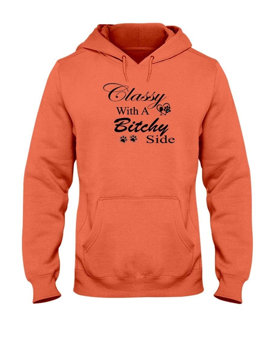 Sweatshirts Retro Heather Coral / S Winey Bitches Co "Classy with a Bitchy Side" White Letters 50/50 Hoodie WineyBitchesCo