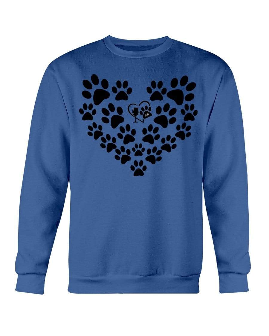 Sweatshirts Royal Blue / S Winey Bitches Co Heart Paws (Black) Sweatshirt - Crew WineyBitchesCo