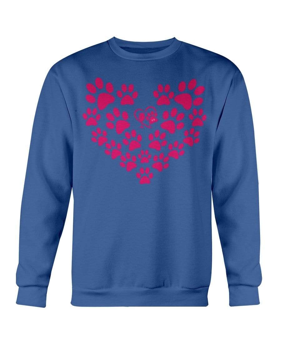 Sweatshirts Royal Blue / S Winey Bitches Co Heart Paws (Pink) Sweatshirt - Crew WineyBitchesCo