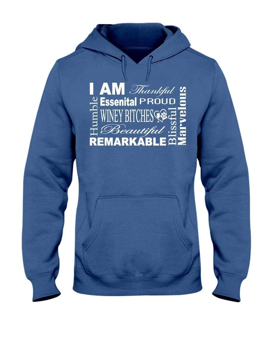 Sweatshirts Royal Blue / S Winey Bitches Co "I Am Proud" White Lettering- 50/50 Hoodie WineyBitchesCo