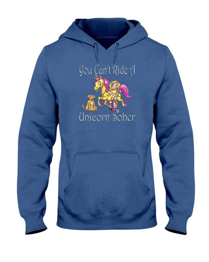 Sweatshirts Royal Blue / S Winey Bitches Co "You Can't Ride A Unicorn Sober" 50/50 Hoodie WineyBitchesCo