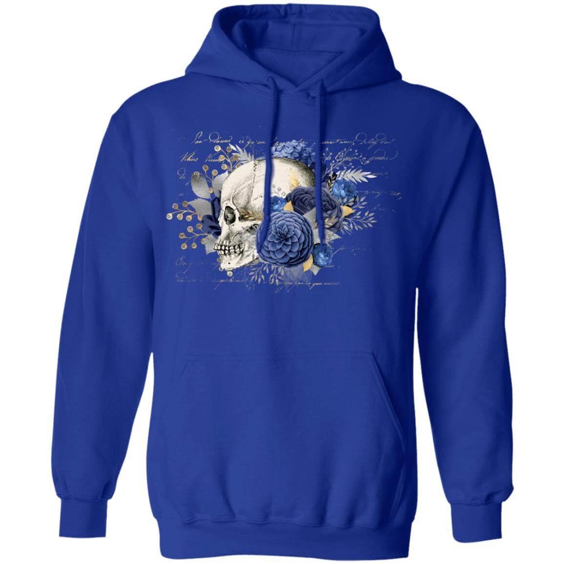 Sweatshirts Royal / S Winey Bitches Co Floral Skull Design #5 Pullover Hoodie 8 oz. WineyBitchesCo