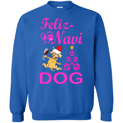 Sweatshirts Royal / S WineyBitches.co Feliz Navi Dog Crewneck Pullover Sweatshirt  8 oz.-pink WineyBitchesCo