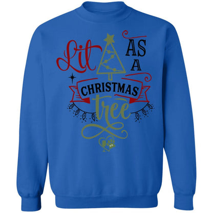 Sweatshirts Royal / S WineyBitches.Co " Lit As A Christmas Tree" Crewneck Pullover Sweatshirt  8 oz. WineyBitchesCo