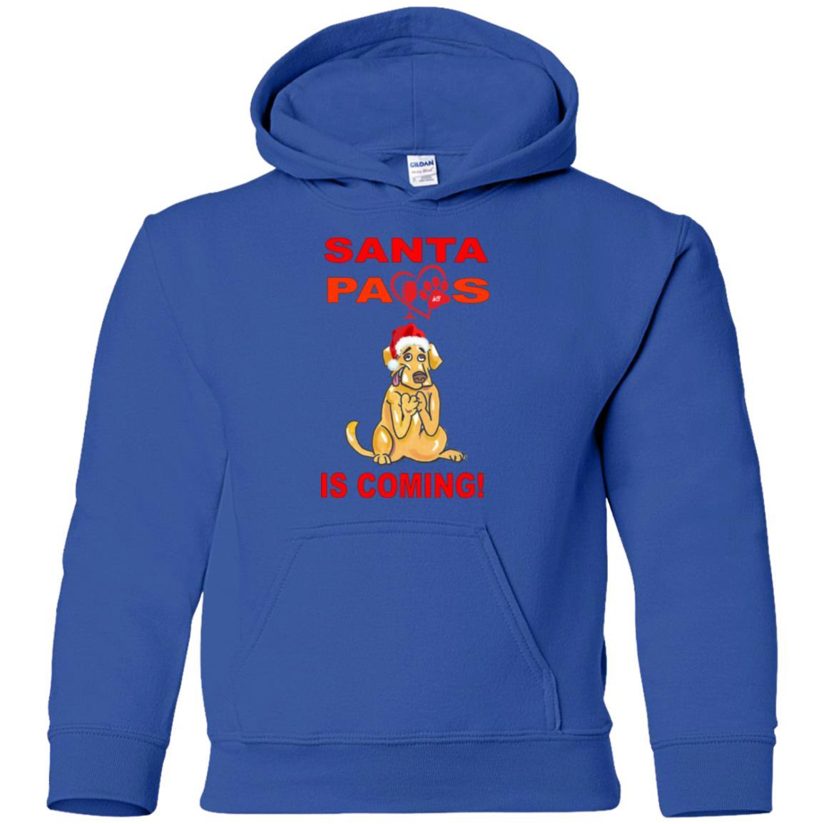 Sweatshirts Royal / YS WineyBitches.co Santa Paws Is Coming Youth Pullover Hoodie WineyBitchesCo