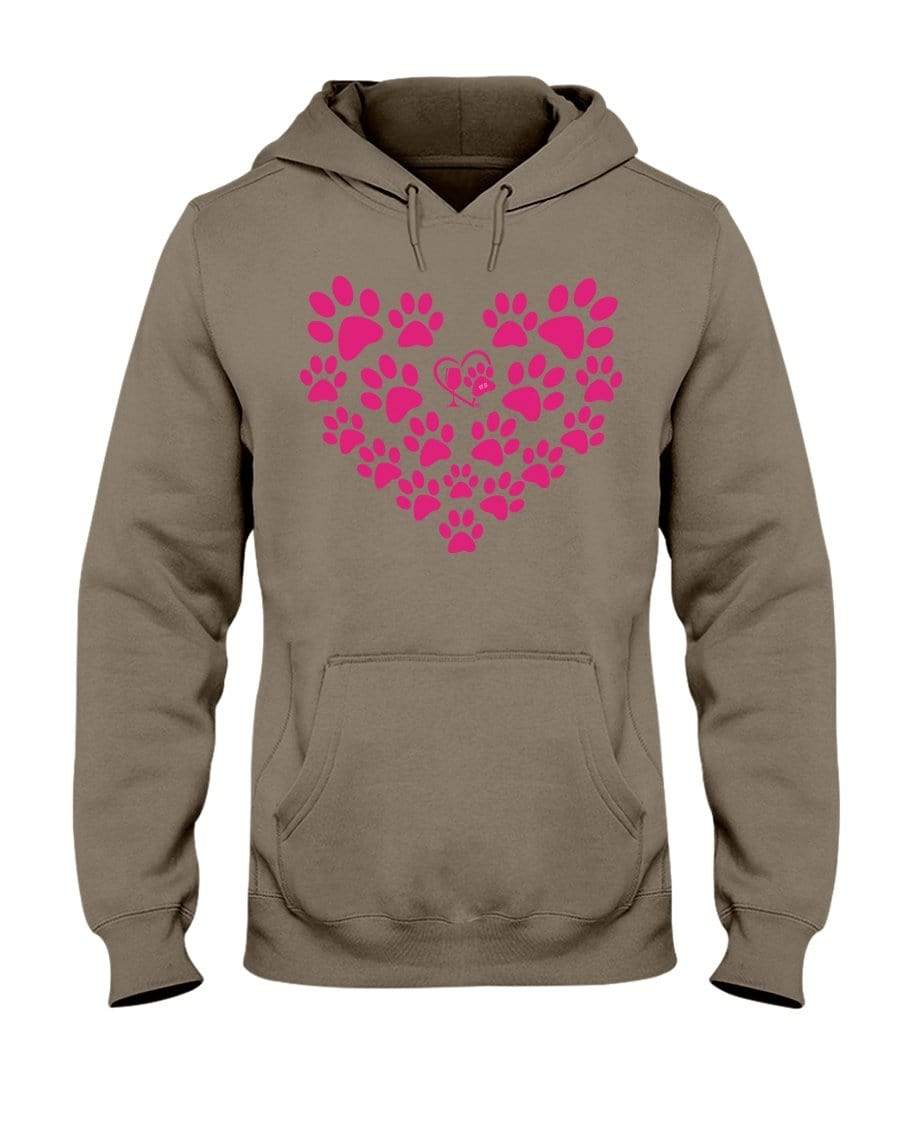 Sweatshirts Safari / S Winey Bitches Co Heart Paws (Pink) 50/50 Hoodie-Pink Lttrs WineyBitchesCo