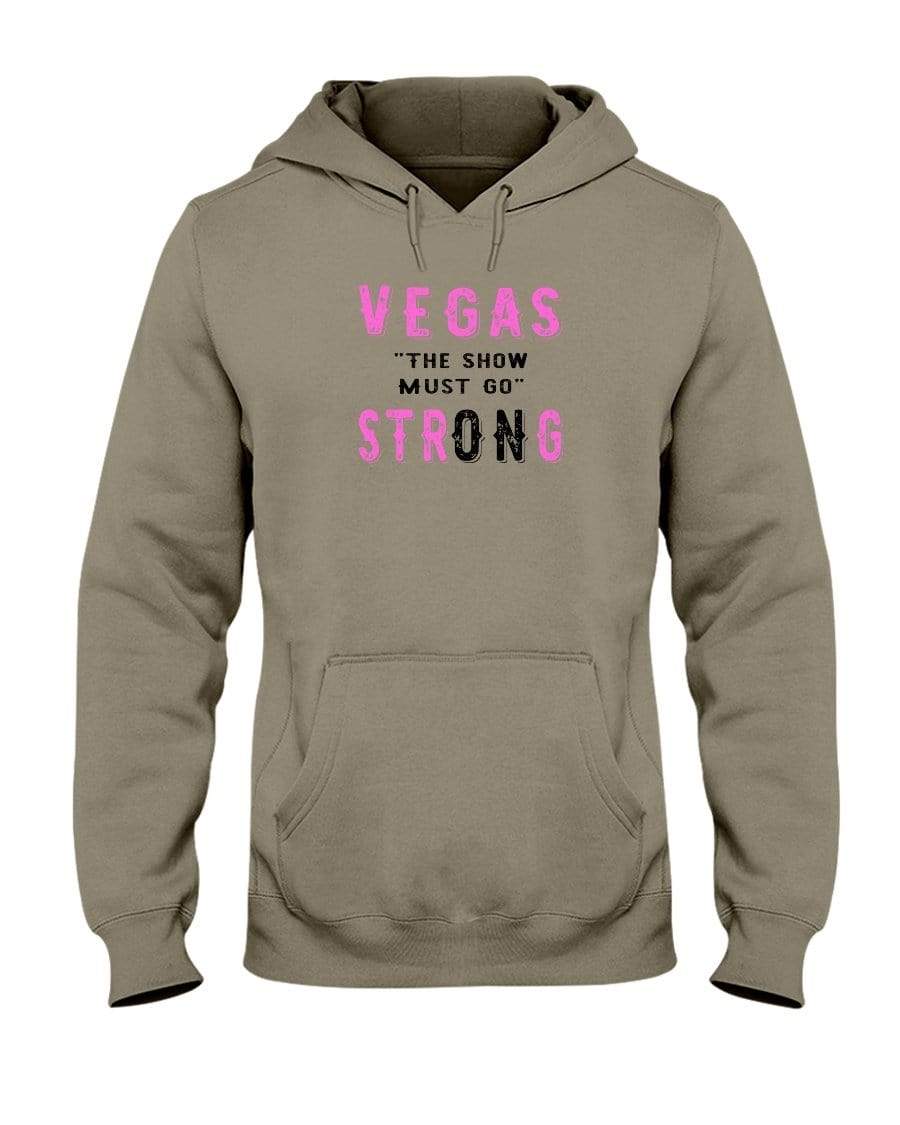 Sweatshirts Safari / S Winey Bitches Co "Vegas the show must go strONg" 50/50 Hoodie-Pink Lttrs WineyBitchesCo