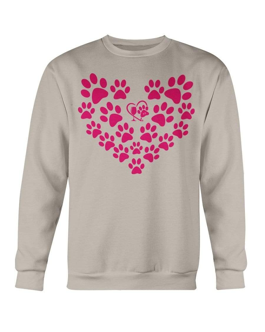 Sweatshirts Sand / S Winey Bitches Co Heart Paws (Pink) Sweatshirt - Crew WineyBitchesCo