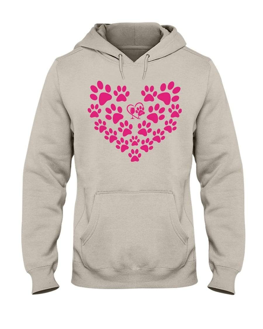Sweatshirts Sandstone / S Winey Bitches Co Heart Paws (Pink) 50/50 Hoodie-Pink Lttrs WineyBitchesCo