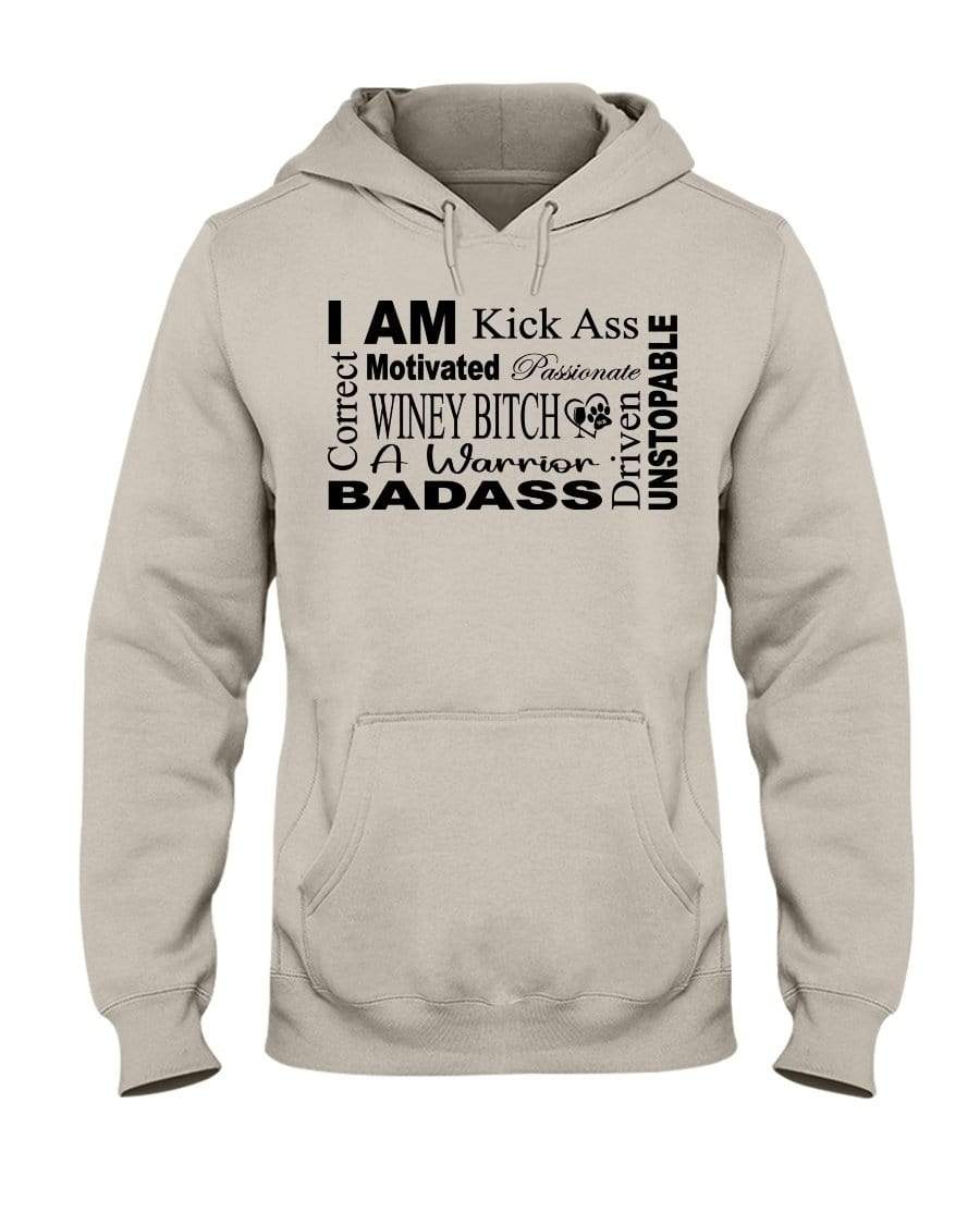 Sweatshirts Sandstone / S Winey Bitches Co "I Am Motivated" Black Lettering-50/50 Hoodie WineyBitchesCo