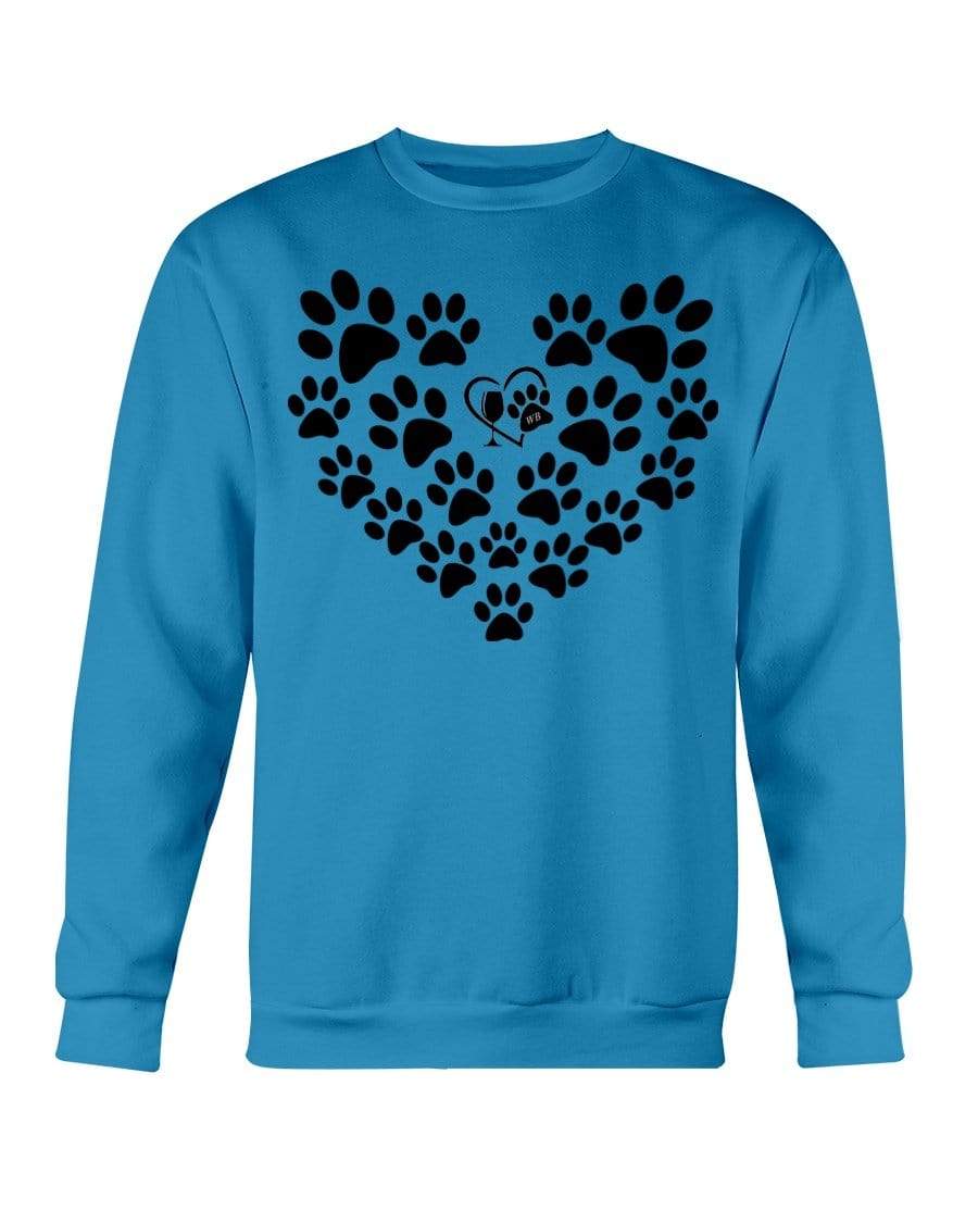 Sweatshirts Sapphire / S Winey Bitches Co Heart Paws (Black) Sweatshirt - Crew WineyBitchesCo