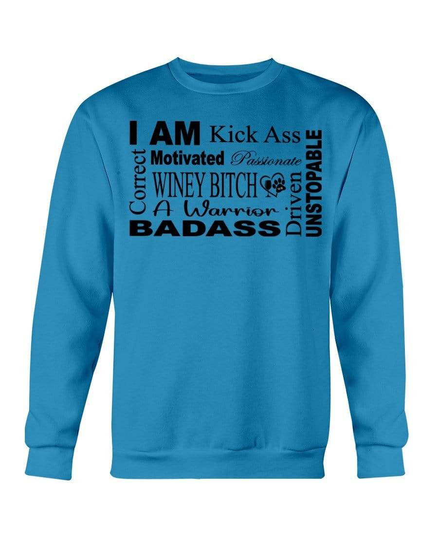 Sweatshirts Sapphire / S Winey Bitches Co "I Am Motivated" Black Lettering- Sweatshirt - Crew WineyBitchesCo