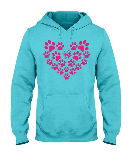 Sweatshirts Scuba Blue / S Winey Bitches Co Heart Paws (Pink) 50/50 Hoodie-Pink Lttrs WineyBitchesCo