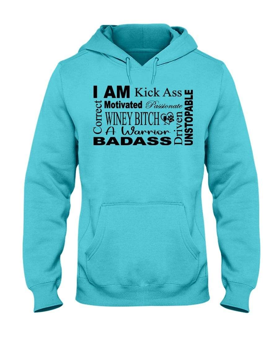 Sweatshirts Scuba Blue / S Winey Bitches Co "I Am Motivated" Black Lettering-50/50 Hoodie WineyBitchesCo