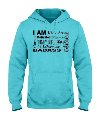 Sweatshirts Scuba Blue / S Winey Bitches Co "I Am Motivated" Black Lettering-50/50 Hoodie WineyBitchesCo