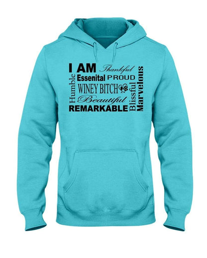 Sweatshirts Scuba Blue / S Winey Bitches Co "I Am Proud" Black Lettering- 50/50 Hoodie WineyBitchesCo