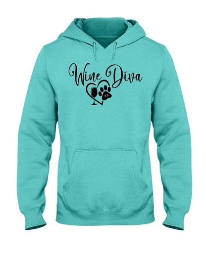 Sweatshirts Scuba Blue / S Winey Bitches Co "Wine Diva 2" 50/50 Hoodie WineyBitchesCo