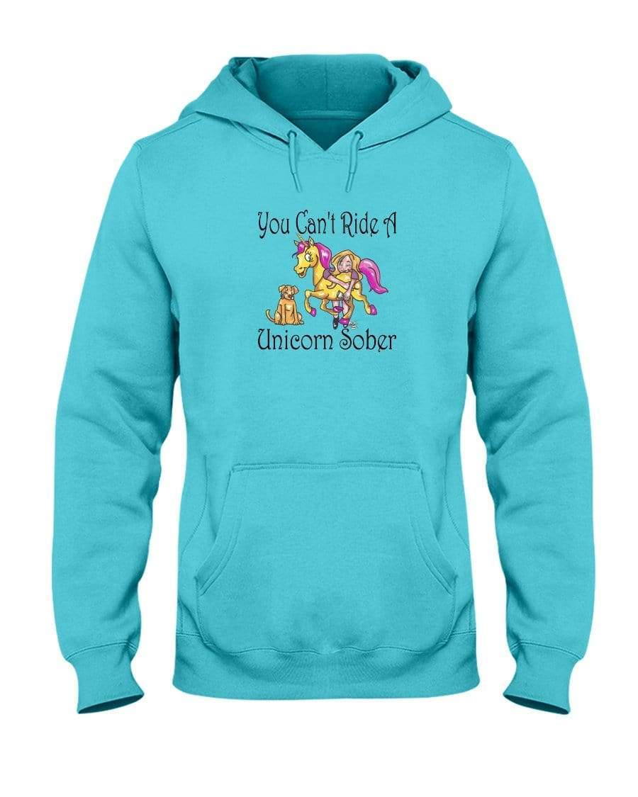 Sweatshirts Scuba Blue / S Winey Bitches Co "You Can't Ride A Unicorn Sober" 50/50 Hoodie WineyBitchesCo