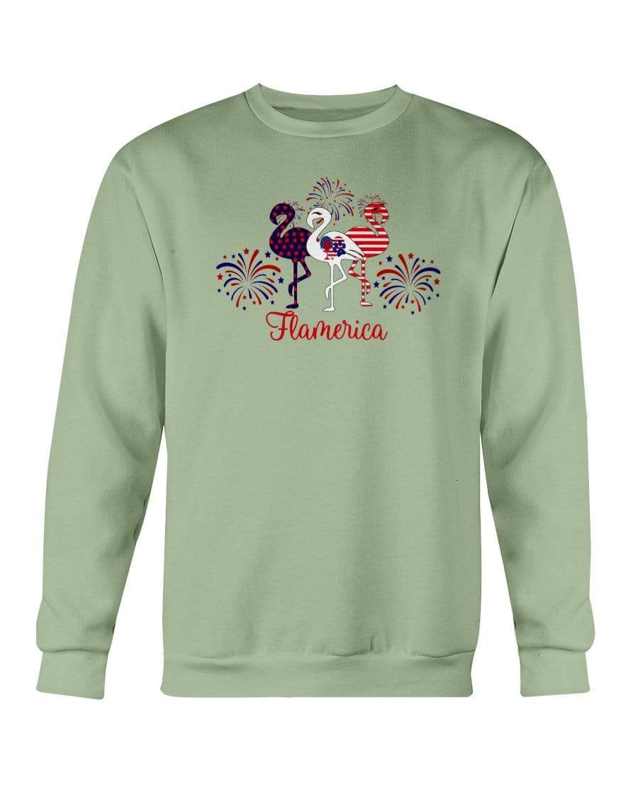 Sweatshirts Serene Green / S Winey Bitches Co "Flamerica" Patriotic Flamingo Sweatshirt - Crew WineyBitchesCo