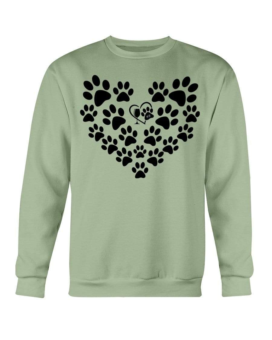 Sweatshirts Serene Green / S Winey Bitches Co Heart Paws (Black) Sweatshirt - Crew WineyBitchesCo
