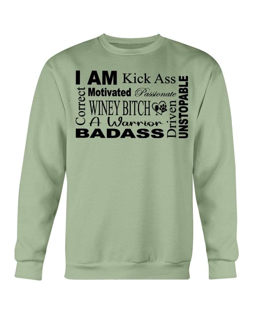 Sweatshirts Serene Green / S Winey Bitches Co "I Am Motivated" Black Lettering- Sweatshirt - Crew WineyBitchesCo