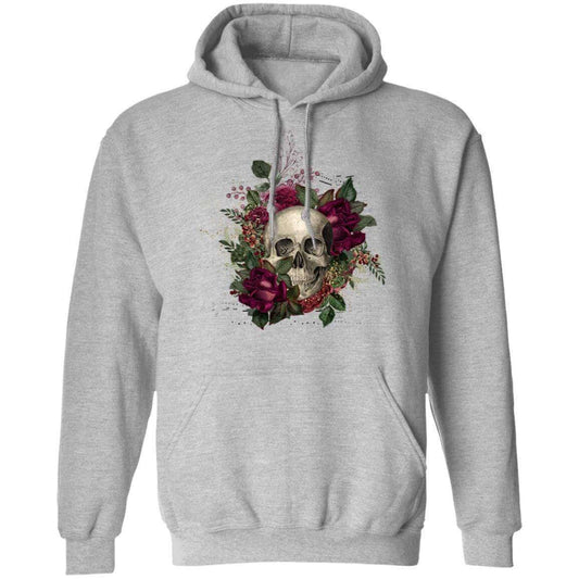 Sweatshirts Sport Grey / S Winey Bitches Co Floral Skull Design #2 Pullover Hoodie 8 oz. WineyBitchesCo