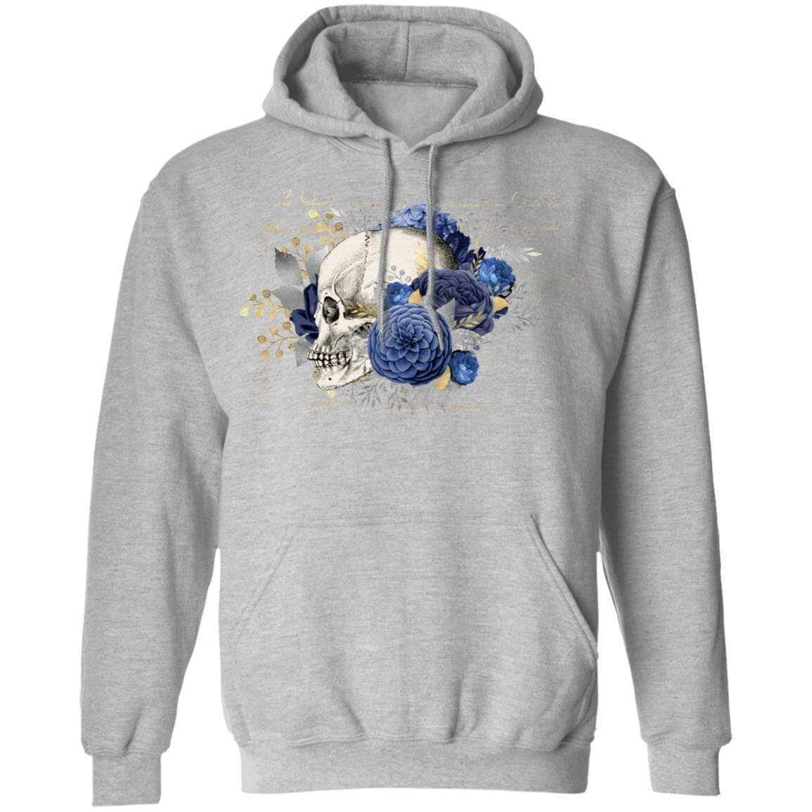Sweatshirts Sport Grey / S Winey Bitches Co Floral Skull Design #5 Pullover Hoodie 8 oz. WineyBitchesCo