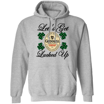 Sweatshirts Sport Grey / S Winey Bitches Co "Let's Get Lucked Up" Guinness Pullover Hoodie 8 oz. WineyBitchesCo