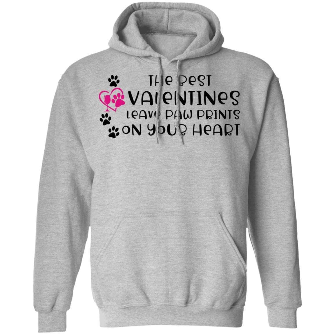 Sweatshirts Sport Grey / S Winey Bitches Co "The Best Valentines Leave Paw Prints On Your Heart" Pullover Hoodie 8 oz. WineyBitchesCo