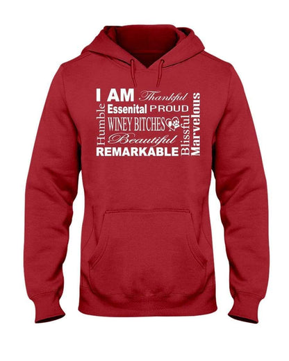 Sweatshirts True Red / S Winey Bitches Co "I Am Proud" White Lettering- 50/50 Hoodie WineyBitchesCo
